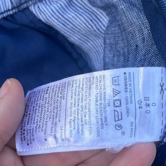 Gap Womens Linen Wide Leg Pants Size Small Striped Nautical culottes - Picture 13 of 14